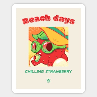 Beach Days Chilling Strawberry with Crest Sticker